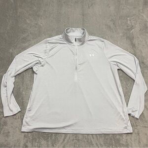 Under Armour Women's Tech 1/2 Zip Size 2X Loose Fit Long Sleeve Shirt Light Gray